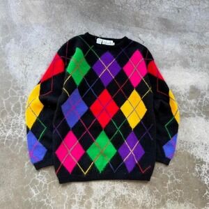 Vintage 80's Rafaella Rabit Fur Wool Plaid Sweater